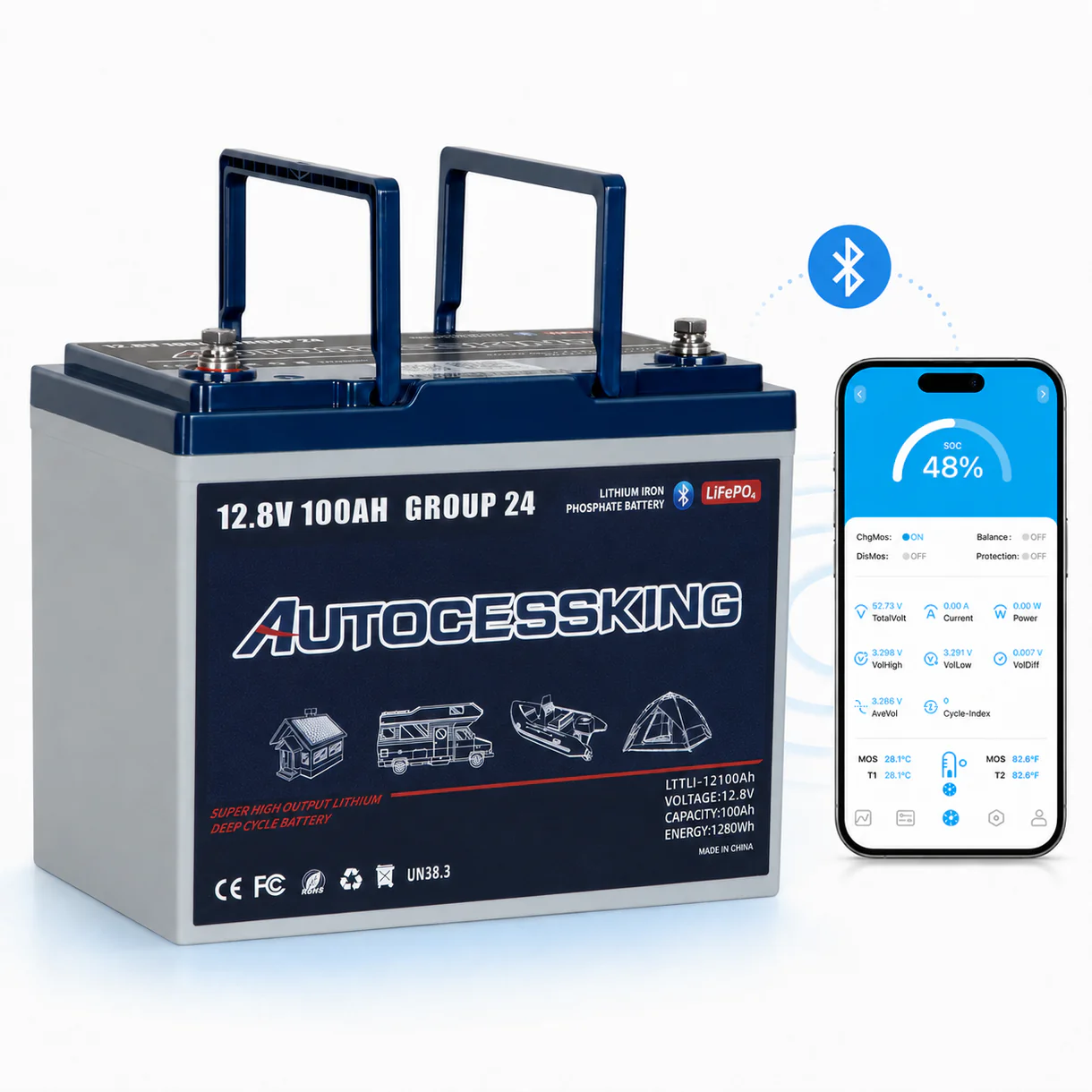 Weize 100Ah Bluetooth Lithium Battery