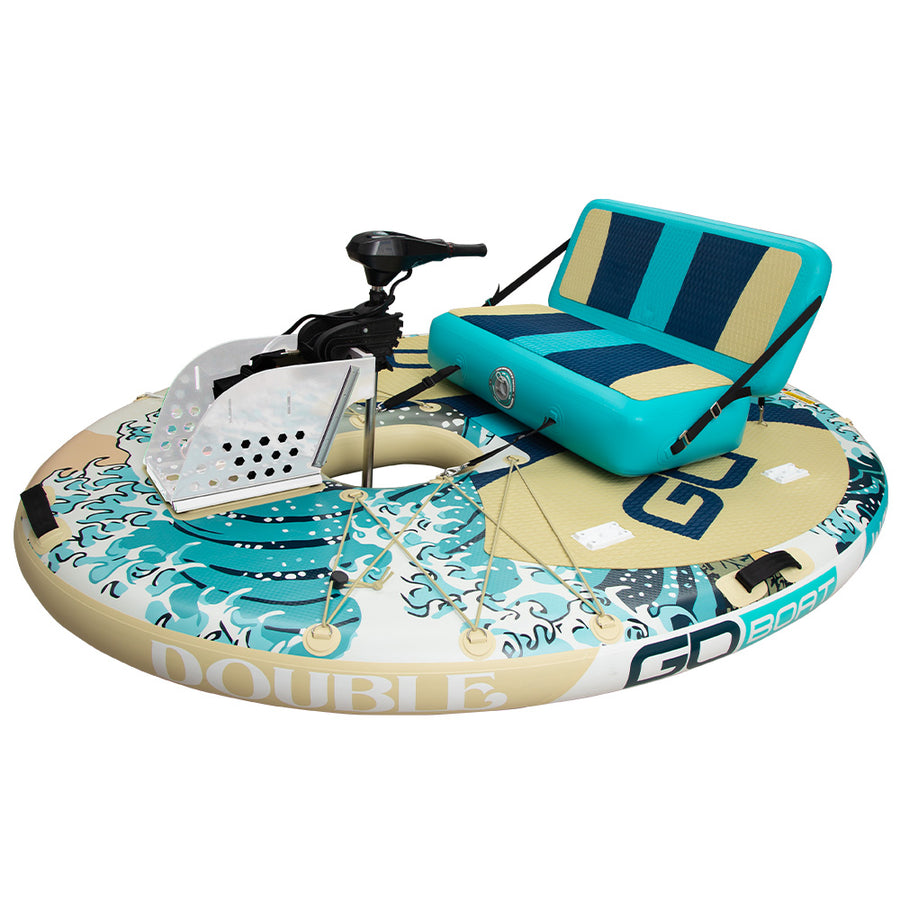 GoBoat Double Wave - two person electric boat in blue wave design